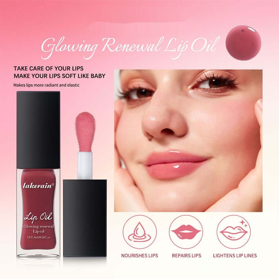 Gloss à lèvres Glow Lip Gloss Nourrissant hydratant et illuminant avec fini brillant, présenté dans un flacon élégant.