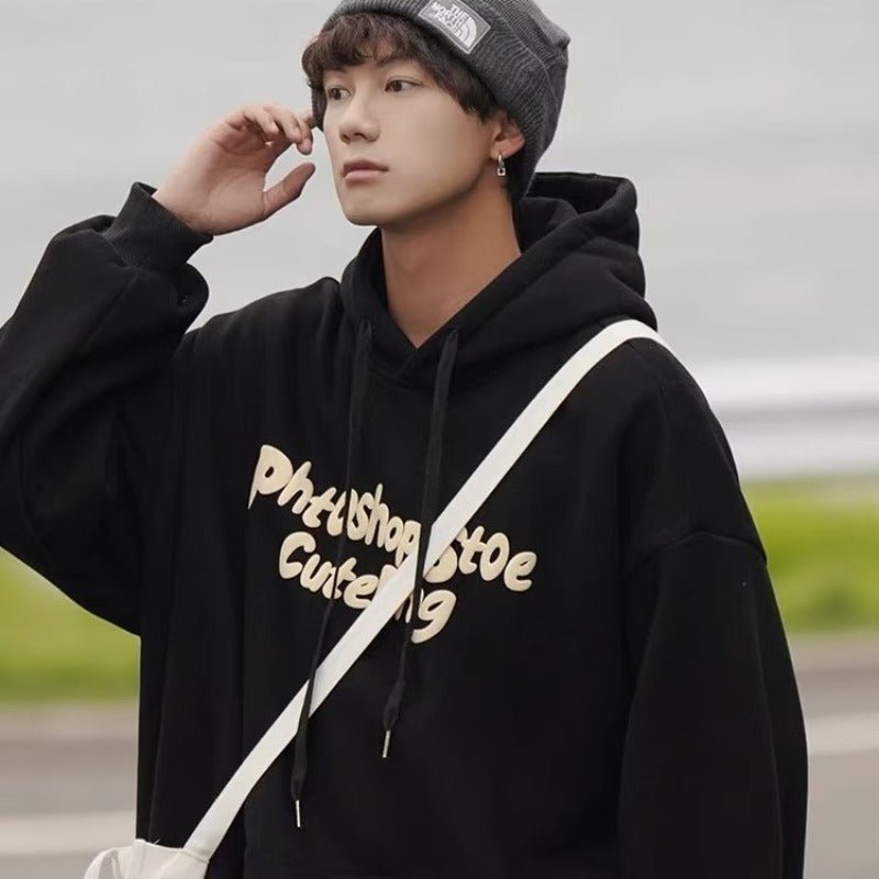 Fleece - lined Hooded Sweatshirt Men's Loose Top Couple Jacket Unisex Fashion - 𝐝𝐮𝐯𝐥𝐚𝐬𝐡𝐨𝐩.𝐜𝐨𝐦