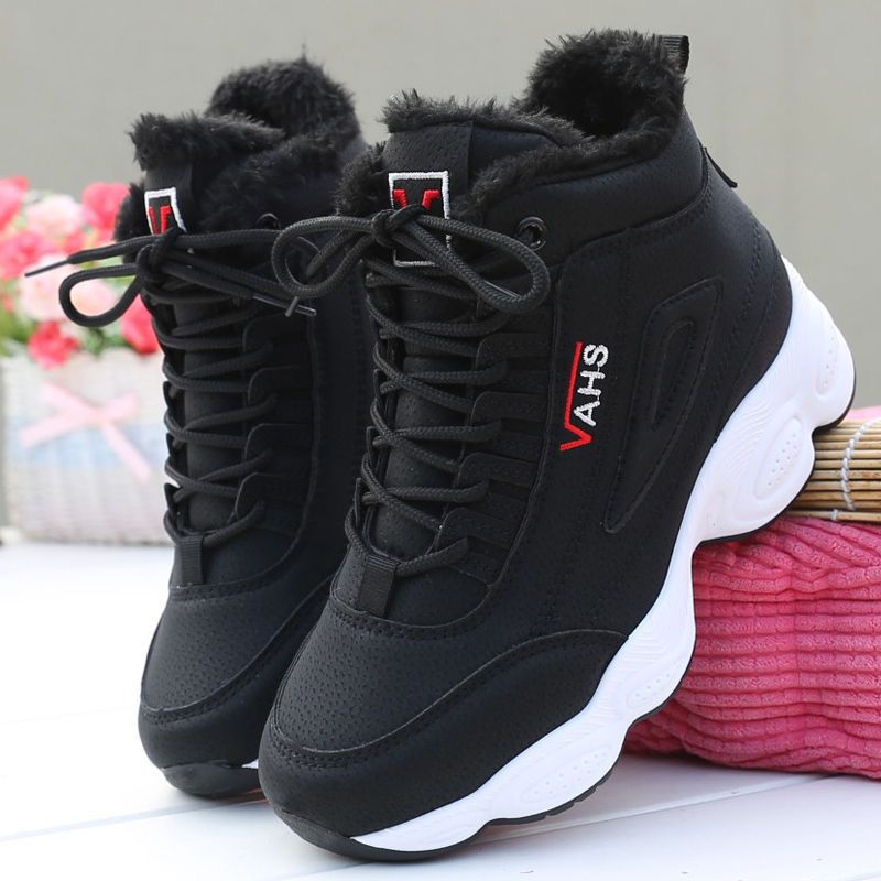 Sports shoes, casual with plush insulation, cotton shoes, leather surface, Korean version, versatile, high top, dad shoes, women's shoes - 𝐝𝐮𝐯𝐥𝐚𝐬𝐡𝐨𝐩.𝐜𝐨𝐦