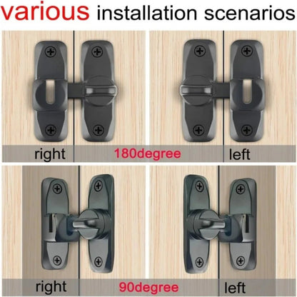 90/180 Degree Flip Door Lock Home Security Sliding Door Latch Small Gate Latches Hardware Anti - theft Lock Zinc Alloy Door Bolts - 𝐃𝐔𝐕𝐋𝐀𝐒𝐇𝐎𝐏