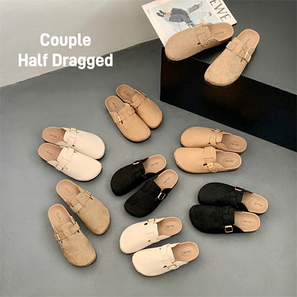 Thick-soled Half-drag Retro Unique Lazy Outdoor Unisex Slip-on Closed-toe Sandals