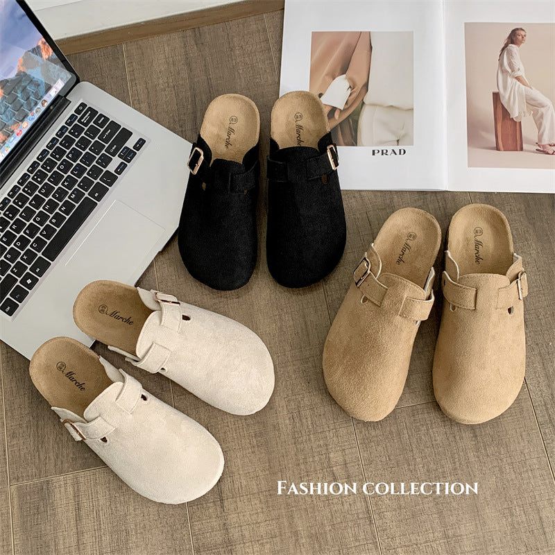 Thick-soled Half-drag Retro Unique Lazy Outdoor Unisex Slip-on Closed-toe Sandals