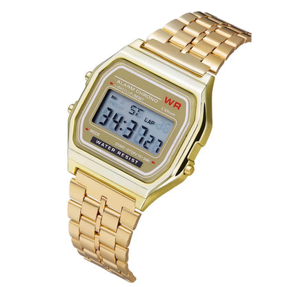 F91W Multi-Functional LED Digital Sports Watch Unisex Steel Band Business Clock with Alarm Week Display And Back Light