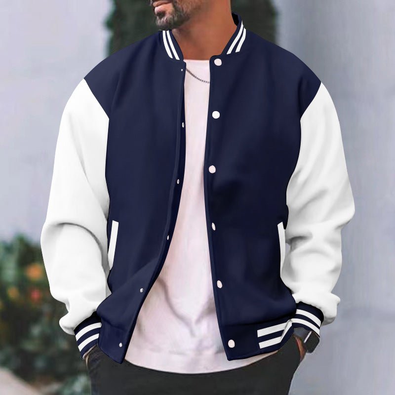Baseball Jacket Men's Flight Jacket Spring and Autumn Fleece Classic Loose Casual Knit Stand Collar Button Baseball - 𝐝𝐮𝐯𝐥𝐚𝐬𝐡𝐨𝐩.𝐜𝐨𝐦