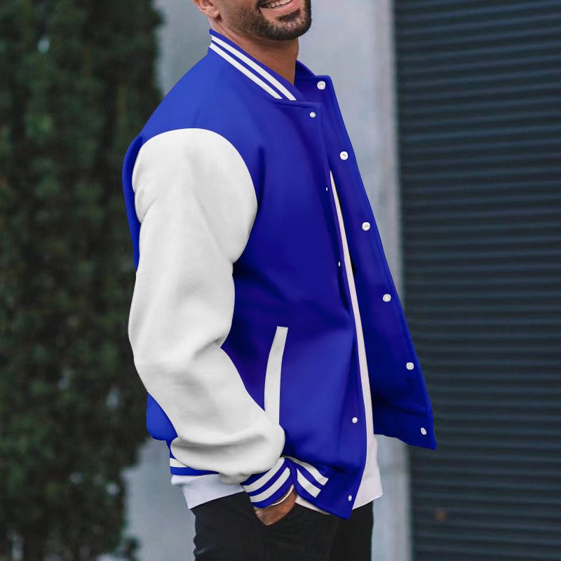 Baseball Jacket Men's Flight Jacket Spring and Autumn Fleece Classic Loose Casual Knit Stand Collar Button Baseball - 𝐝𝐮𝐯𝐥𝐚𝐬𝐡𝐨𝐩.𝐜𝐨𝐦