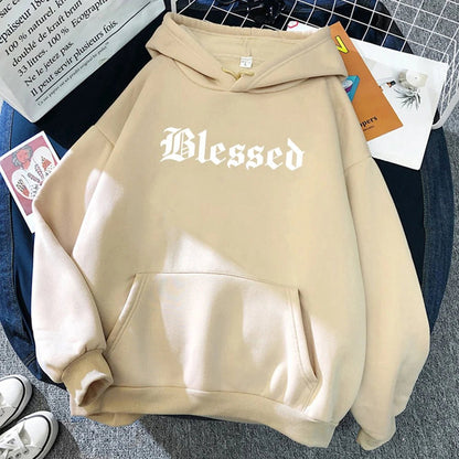 Blessed Creativity Printed Hoodies Women Street Style Hip Hop Hoody Autumn Loose Fleece Clothing Comfortable Pullover Sweatshirt - 𝐃𝐔𝐕𝐋𝐀𝐒𝐇𝐎𝐏