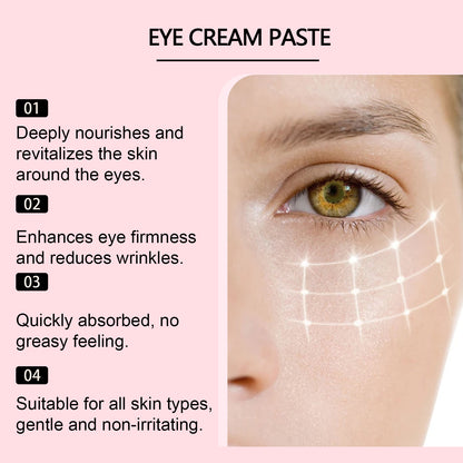 Crème hydratante pour les yeux et le cou, texture légère, dans un pot blanc avec étiquette simple et flacon applicateur.