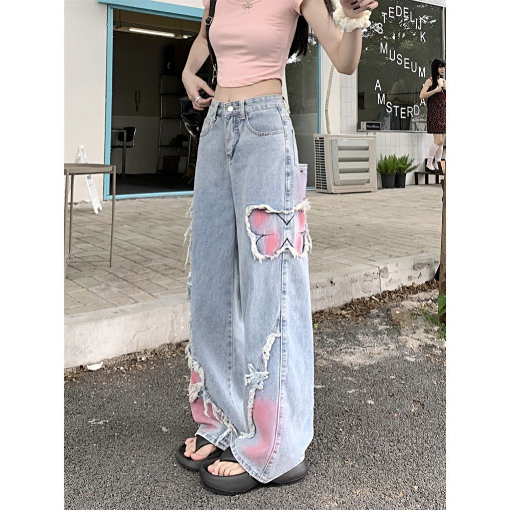Colorful Graffiti Denim Pants for Women, Retro Unisex Wide Leg Straight Cut Trendy Casual Wear - 𝐃𝐔𝐕𝐋𝐀𝐒𝐇𝐎𝐏