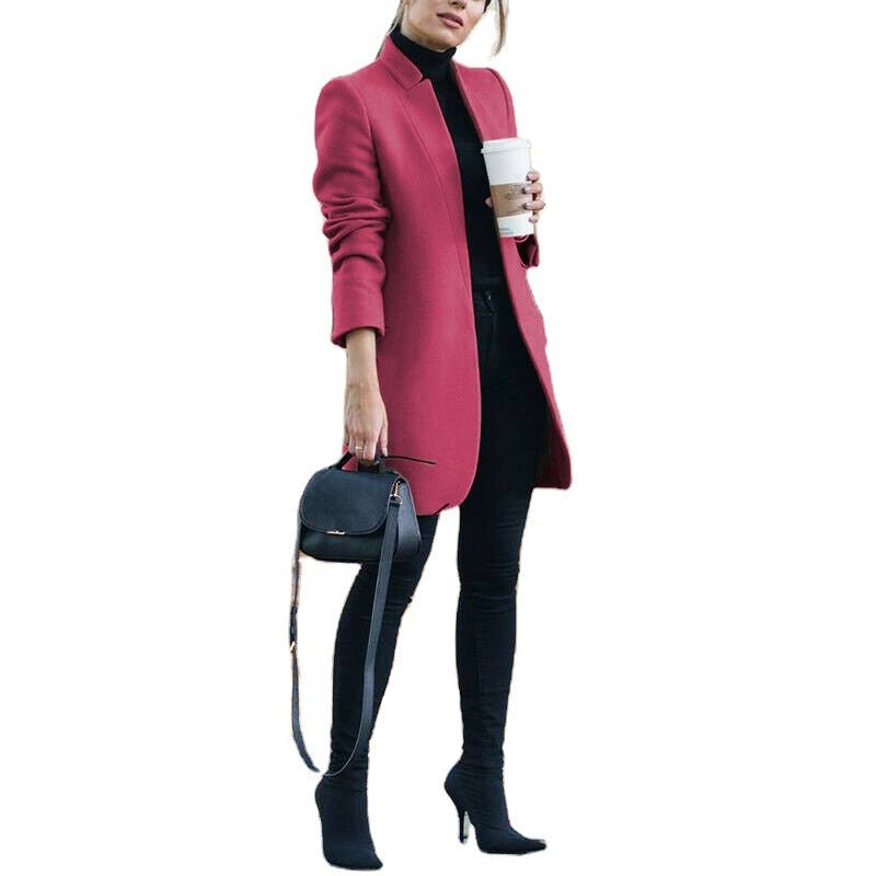 Fashionable Style Solid Color Stand Collar Wool Coat - 𝐝𝐮𝐯𝐥𝐚𝐬𝐡𝐨𝐩.𝐜𝐨𝐦