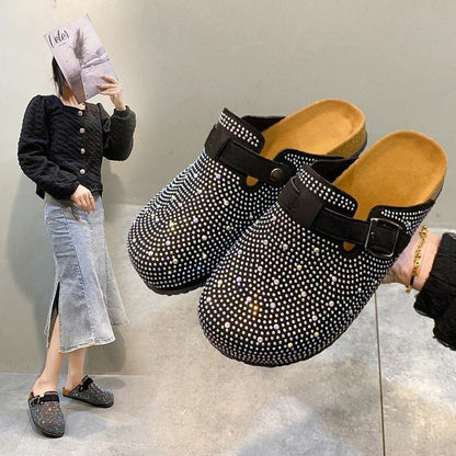 Flat - soled rhinestone cork Birkenstock fishing Birkenstock shoes for women thick - soled fashion outer wear Birkenstock shoes - 𝐃𝐔𝐕𝐋𝐀𝐒𝐇𝐎𝐏