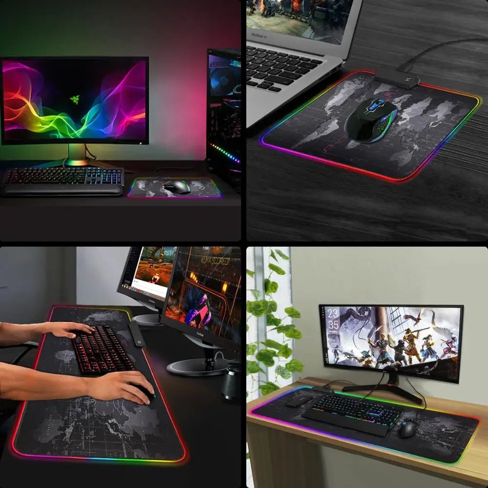 Gaming Mouse Pad Computer Mousepad Large Mouse Pad Gamer RGB World Map Big Mouse Carpet PC Desk RGB Mat - 𝐃𝐔𝐕𝐋𝐀𝐒𝐇𝐎𝐏