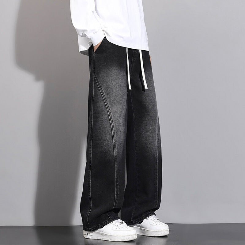 Jeans Men Autumn Winter Loose Straight Leg Pants Vintage Wide Leg Pants Men Youth Asymmetric Deconstruction Trousers - 𝐃𝐔𝐕𝐋𝐀𝐒𝐇𝐎𝐏