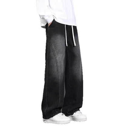 Jeans Men Autumn Winter Loose Straight Leg Pants Vintage Wide Leg Pants Men Youth Asymmetric Deconstruction Trousers - 𝐃𝐔𝐕𝐋𝐀𝐒𝐇𝐎𝐏