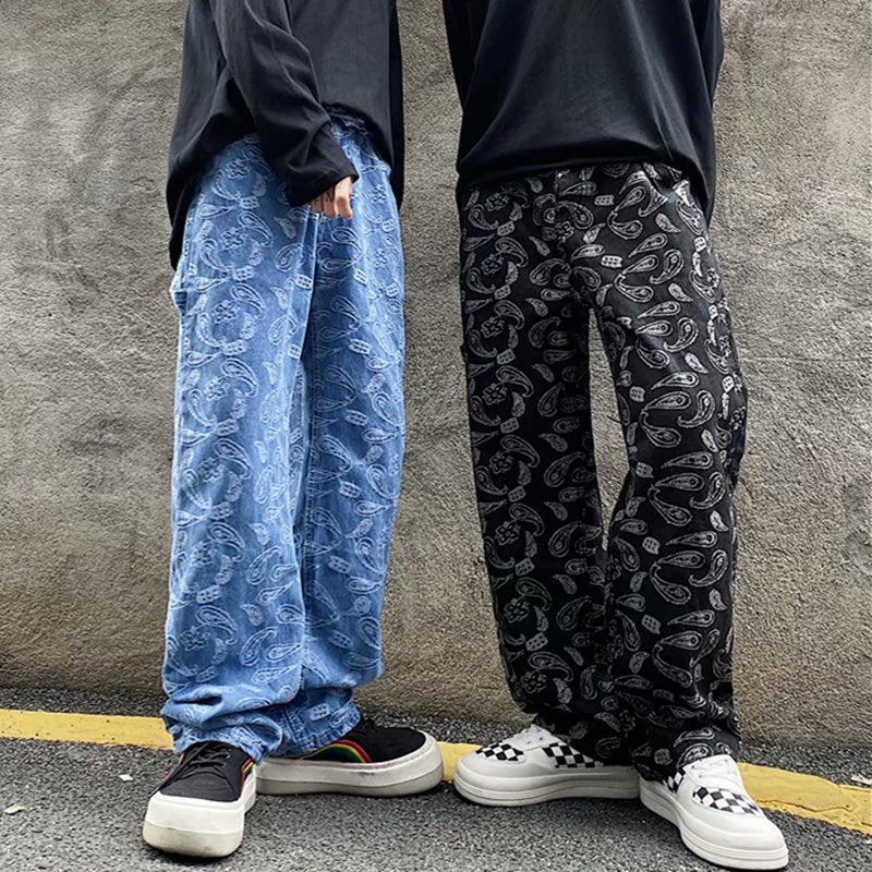 Jeans men's trendy straight leg loose Japanese pants trend Korean wide leg - 𝐃𝐔𝐕𝐋𝐀𝐒𝐇𝐎𝐏
