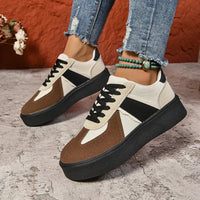 Lace Up Round Toe Contrast Sneakers - 𝐃𝐔𝐕𝐋𝐀𝐒𝐇𝐎𝐏