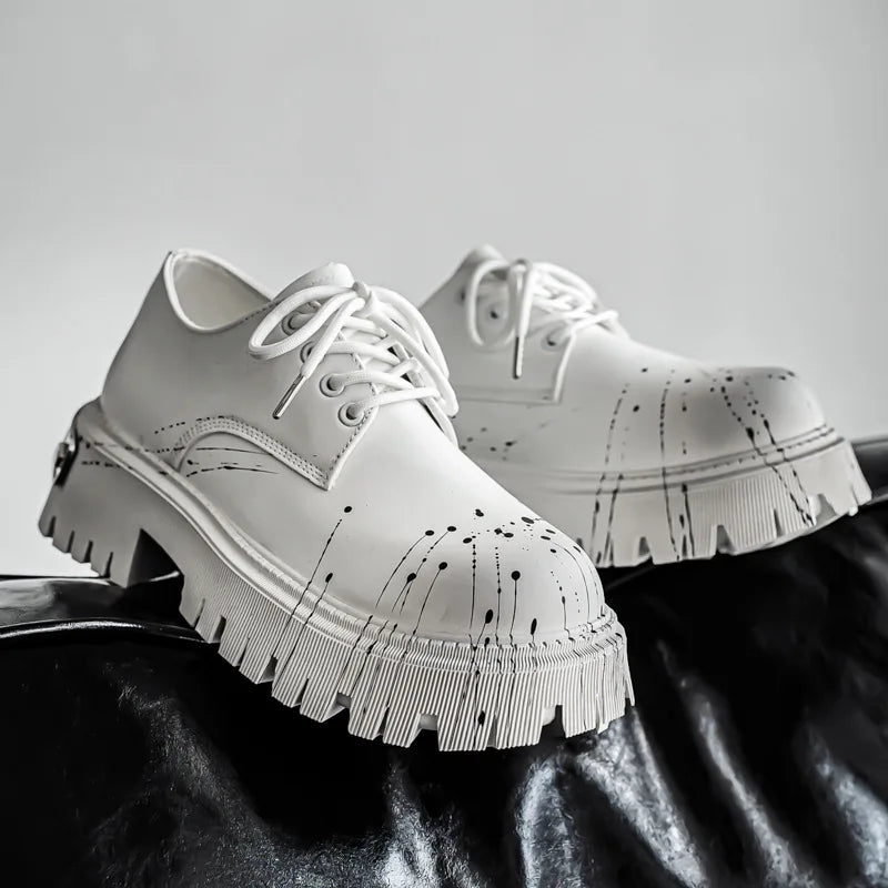 Luxurious Autumn Derby Shoes Men's Paris round Toe Heightening Outdoor Leather Shoes Fashionable Thick Bottom Workwear - 𝐝𝐮𝐯𝐥𝐚𝐬𝐡𝐨𝐩.𝐜𝐨𝐦