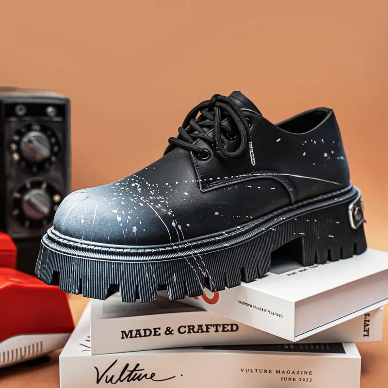 Luxurious Autumn Derby Shoes Men's Paris round Toe Heightening Outdoor Leather Shoes Fashionable Thick Bottom Workwear - 𝐝𝐮𝐯𝐥𝐚𝐬𝐡𝐨𝐩.𝐜𝐨𝐦