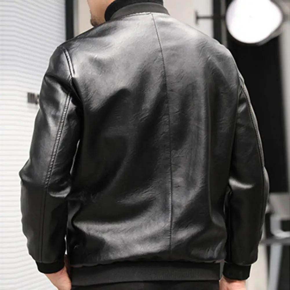 Men Jacket Thickened Warm Pu Leather Bomber Jacket Men Thermal Jacket Men's Stand - up Collar Business Casual Jackets Father Coat - 𝐝𝐮𝐯𝐥𝐚𝐬𝐡𝐨𝐩.𝐜𝐨𝐦