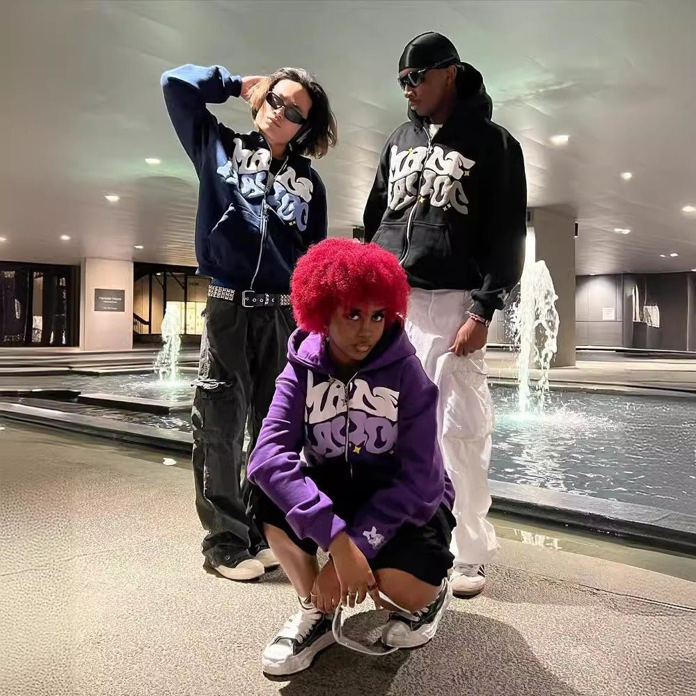 New European and American street hip - hop letter printed cardigans, zippered hoodies, youth casual hoodies trend - 𝐝𝐮𝐯𝐥𝐚𝐬𝐡𝐨𝐩.𝐜𝐨𝐦