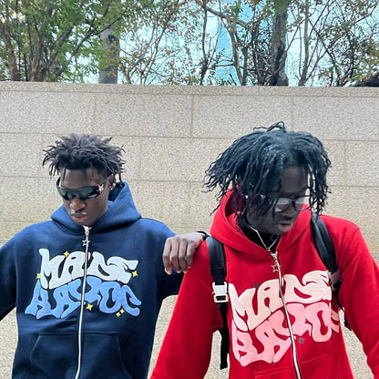 New European and American street hip - hop letter printed cardigans, zippered hoodies, youth casual hoodies trend - 𝐝𝐮𝐯𝐥𝐚𝐬𝐡𝐨𝐩.𝐜𝐨𝐦