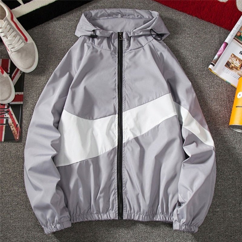 New Men Spring Fall Thin Hoodies Coats Long Sleeves Color Block Zipper Hooded Sweatshirts Jacket Male Black /White/ Gray Outwear - 𝐝𝐮𝐯𝐥𝐚𝐬𝐡𝐨𝐩.𝐜𝐨𝐦