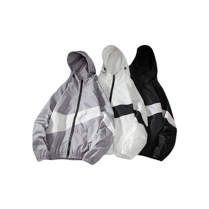 New Men Spring Fall Thin Hoodies Coats Long Sleeves Color Block Zipper Hooded Sweatshirts Jacket Male Black /White/ Gray Outwear - 𝐝𝐮𝐯𝐥𝐚𝐬𝐡𝐨𝐩.𝐜𝐨𝐦