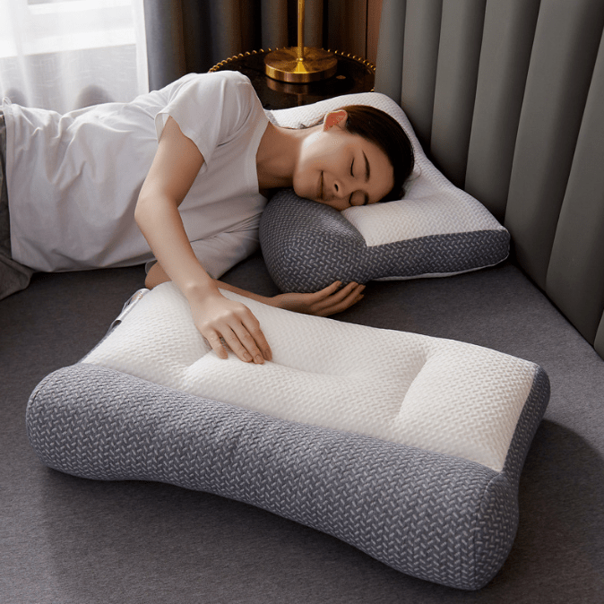 Oreiller en fibre de soja eprolo pour soutien cervical et traction, avec rembourrage confortable et forme ergonomique.