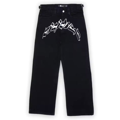 Personalized letter printed jeans, men's spring and autumn high street hip - hop fashion brand, loose straight leg pants - 𝐝𝐮𝐯𝐥𝐚𝐬𝐡𝐨𝐩.𝐜𝐨𝐦