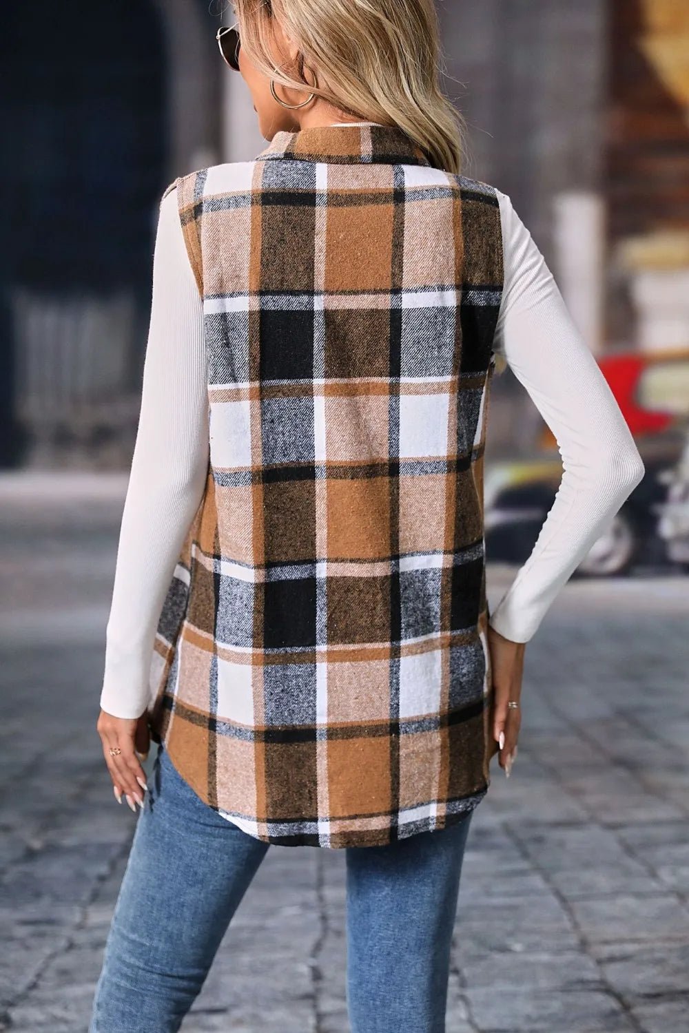 Plaid Button Up Vest Coat - 𝐃𝐔𝐕𝐋𝐀𝐒𝐇𝐎𝐏