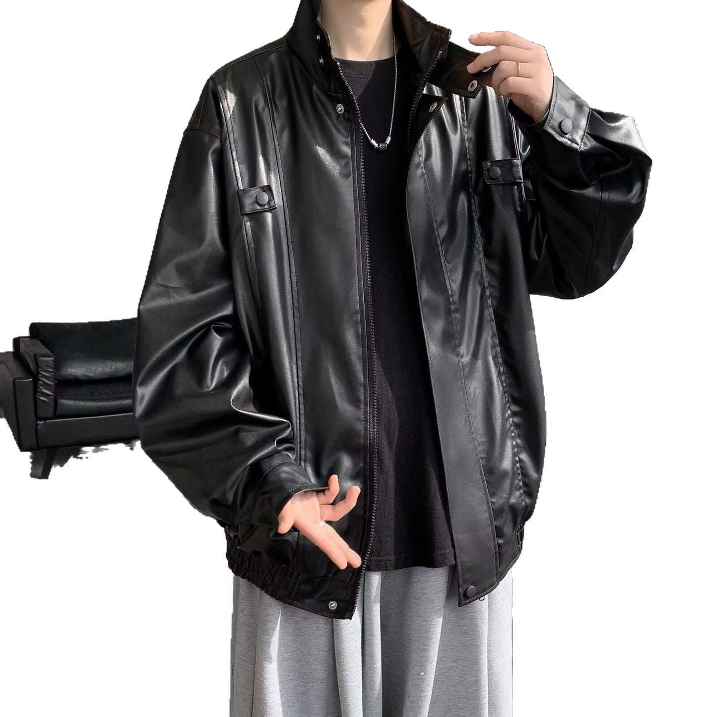 Retro cool PU leather jacket for men - 𝐝𝐮𝐯𝐥𝐚𝐬𝐡𝐨𝐩.𝐜𝐨𝐦