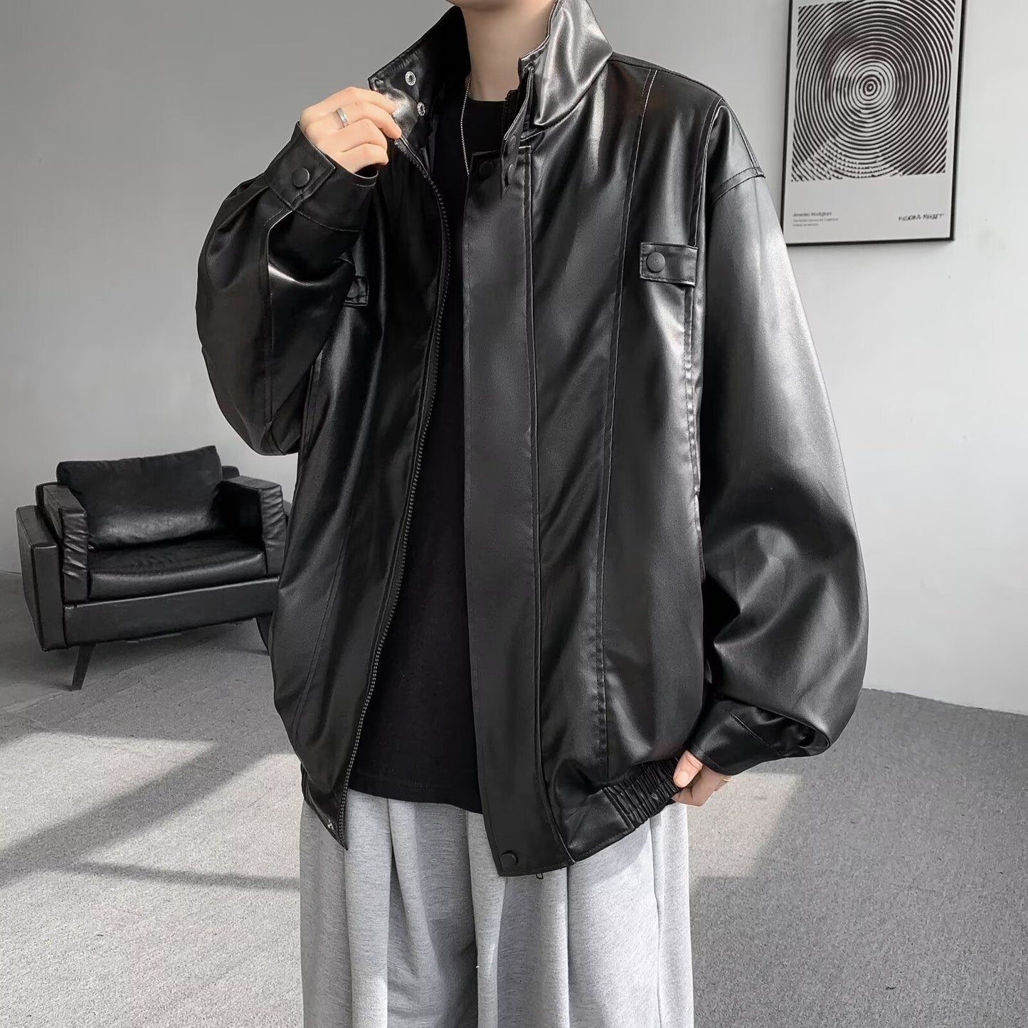 Retro cool PU leather jacket for men - 𝐝𝐮𝐯𝐥𝐚𝐬𝐡𝐨𝐩.𝐜𝐨𝐦