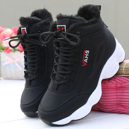 Sports shoes, casual with plush insulation, cotton shoes, leather surface, Korean version, versatile, high top, dad shoes, women's shoes - 𝐝𝐮𝐯𝐥𝐚𝐬𝐡𝐨𝐩.𝐜𝐨𝐦