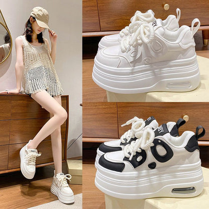 Thick soled white shoes for women, versatile and popular panda shoes, slimming and niche casual sponge shoes - 𝐝𝐮𝐯𝐥𝐚𝐬𝐡𝐨𝐩.𝐜𝐨𝐦
