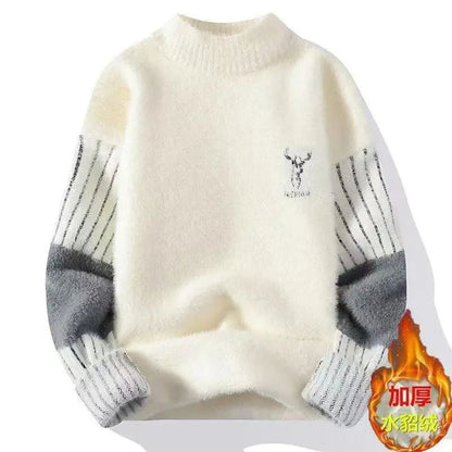 Thickened Winter Knitted Sweater for Teens Casual Fashionable Simulation Mink Velvet Warm Base Layer Long Sleeve Printed - 𝐃𝐔𝐕𝐋𝐀𝐒𝐇𝐎𝐏