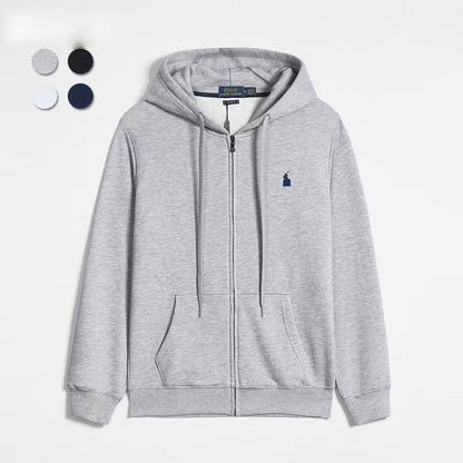 Thin RL hooded cardigan solid color sweatshirt embroidered loose plus size Polo jacket sweatpants - 𝐃𝐔𝐕𝐋𝐀𝐒𝐇𝐎𝐏