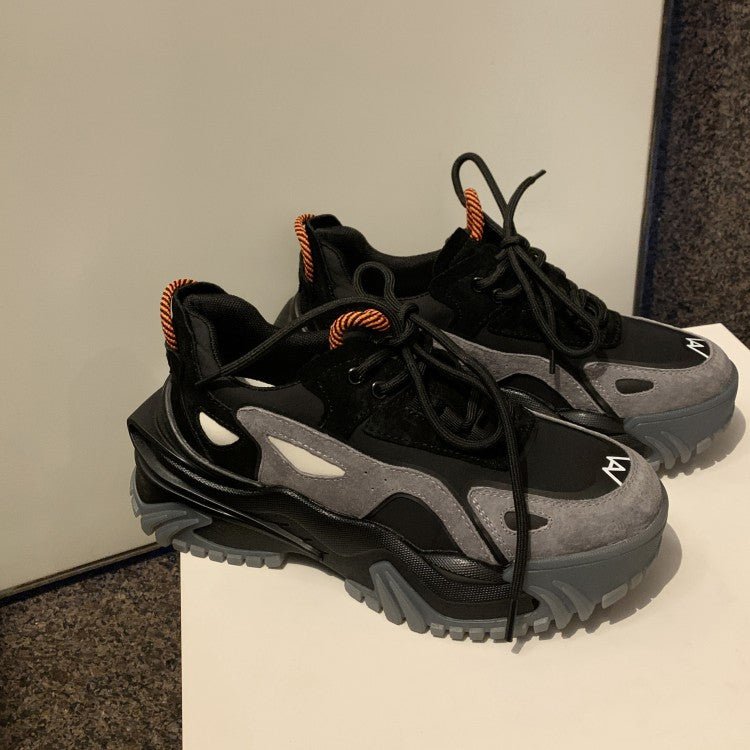 Thin Thick - Soled Spring Shoes New Middle - Heeled Cow Leather Stitching Net Red Sports Casual Shoes - 𝐝𝐮𝐯𝐥𝐚𝐬𝐡𝐨𝐩.𝐜𝐨𝐦