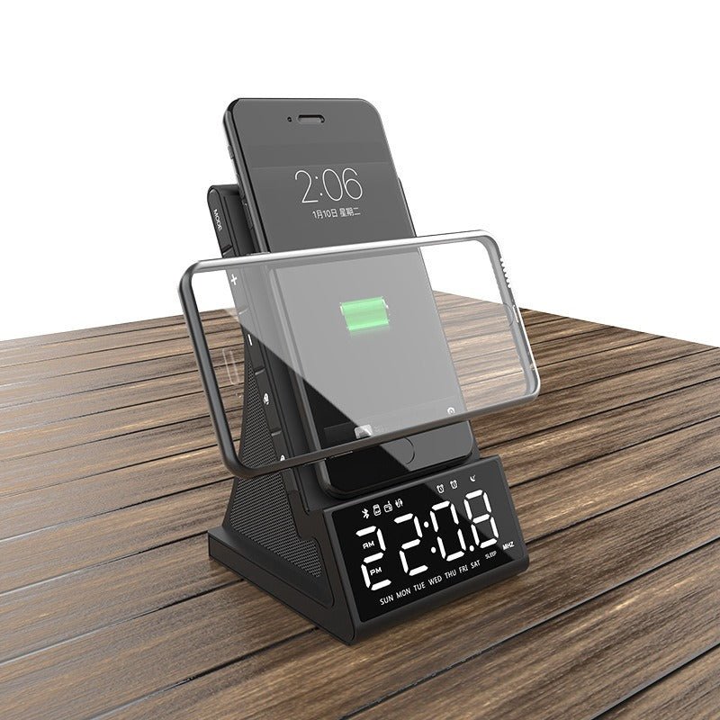 Three in one wireless charger Bluetooth speaker wireless charging alarm clock phone holder - 𝐃𝐔𝐕𝐋𝐀𝐒𝐇𝐎𝐏
