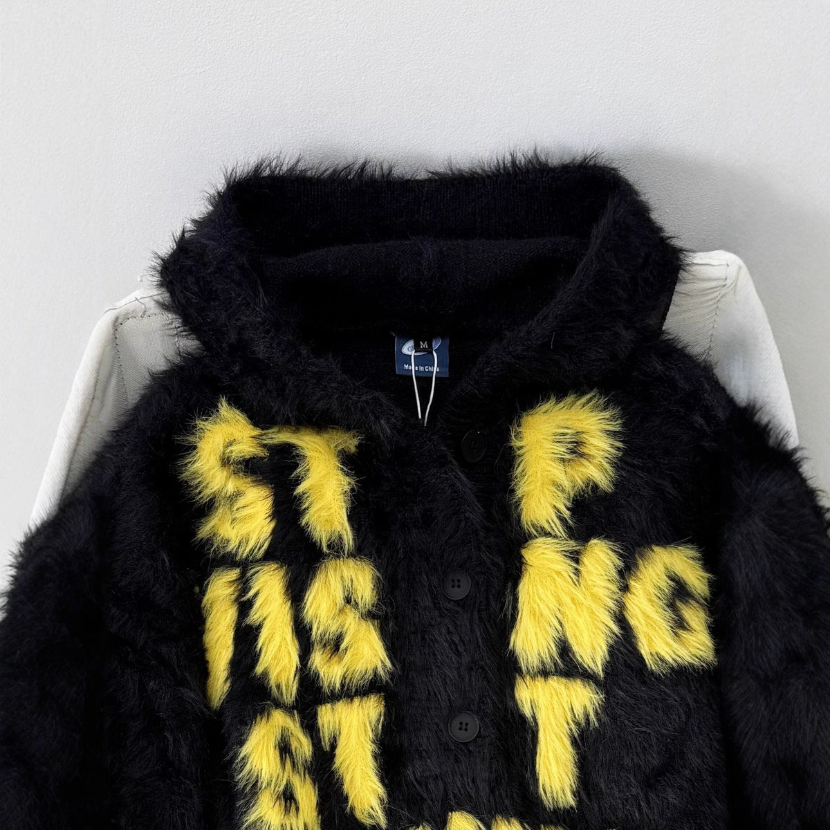 Vintage Soft Mink Fur Letter Hoodie Men's Winter Lazy Mohair Knit Sweater Pullover Outerwear - 𝐝𝐮𝐯𝐥𝐚𝐬𝐡𝐨𝐩.𝐜𝐨𝐦