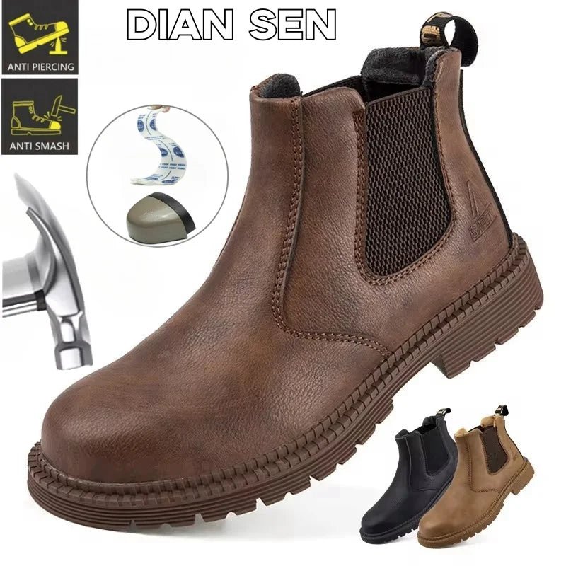 Water Proof Safety Work Shoes For Men Steel Head Leather Boots Male Footwear Indestructible Construction Work Shoes Brown - 𝐝𝐮𝐯𝐥𝐚𝐬𝐡𝐨𝐩.𝐜𝐨𝐦