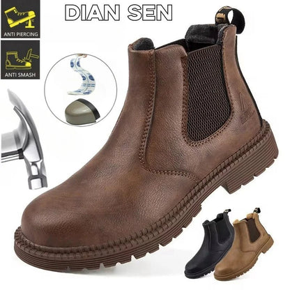Water Proof Safety Work Shoes For Men Steel Head Leather Boots Male Footwear Indestructible Construction Work Shoes Brown - 𝐝𝐮𝐯𝐥𝐚𝐬𝐡𝐨𝐩.𝐜𝐨𝐦