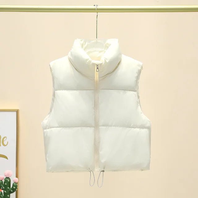 Winter Short Down Sleeveless Vest Women Warm Stand Collar Zipper Jacket Casual Fashion Quilted Cropped Coats Street Outerwears - 𝐝𝐮𝐯𝐥𝐚𝐬𝐡𝐨𝐩.𝐜𝐨𝐦