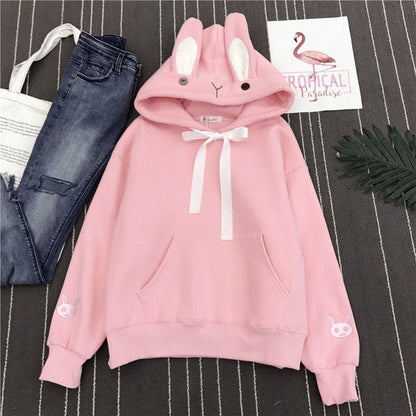 Women Cute Bunny Hoodie Long Sleeve Hoodie Lovely Female Rabbit Hoody Sweatshirts Loose Size Lovely Cotton Treetwear - 𝐝𝐮𝐯𝐥𝐚𝐬𝐡𝐨𝐩.𝐜𝐨𝐦
