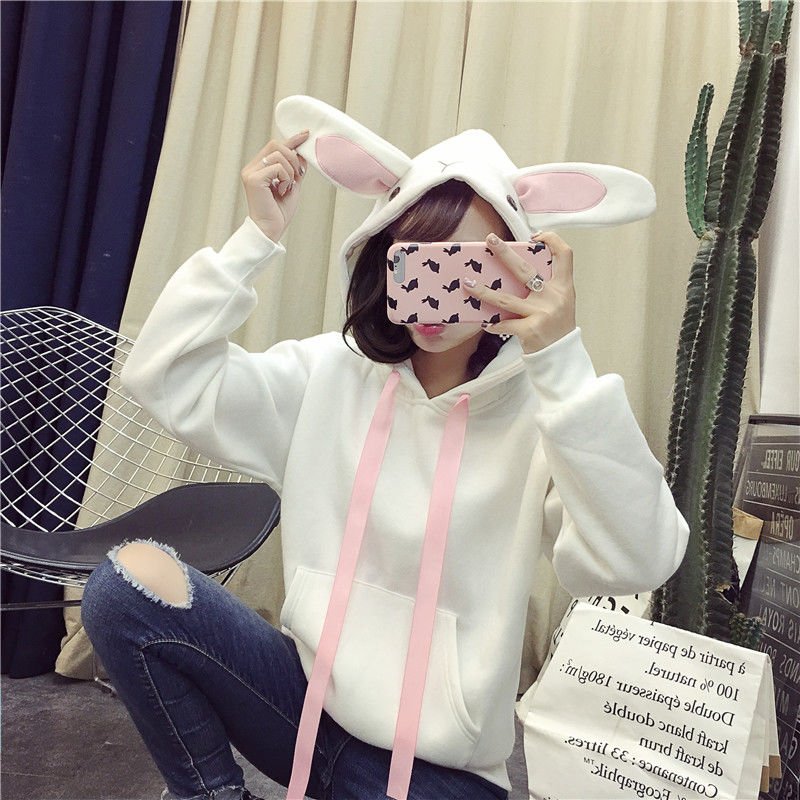 Women Cute Bunny Hoodie Long Sleeve Hoodie Lovely Female Rabbit Hoody Sweatshirts Loose Size Lovely Cotton Treetwear - 𝐝𝐮𝐯𝐥𝐚𝐬𝐡𝐨𝐩.𝐜𝐨𝐦