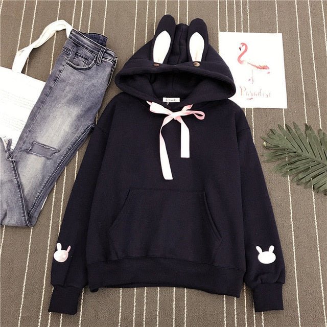 Women Cute Bunny Hoodie Long Sleeve Hoodie Lovely Female Rabbit Hoody Sweatshirts Loose Size Lovely Cotton Treetwear - 𝐝𝐮𝐯𝐥𝐚𝐬𝐡𝐨𝐩.𝐜𝐨𝐦
