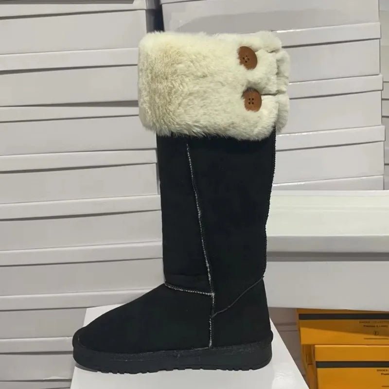 Women Winter Snow Boots Outdoor Warm Plush Cold - proof Women Shoes High Quality Slip on Versatile Round Long Boots Botas De Mujer - 𝐃𝐔𝐕𝐋𝐀𝐒𝐇𝐎𝐏