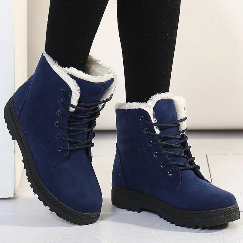 Women's Boots Warm Fur Botas Mujer 2025 Winter Shoes For Woman Snow Boots Low Heels Ankle Boots Winter Black Footwear Female - 𝐃𝐔𝐕𝐋𝐀𝐒𝐇𝐎𝐏
