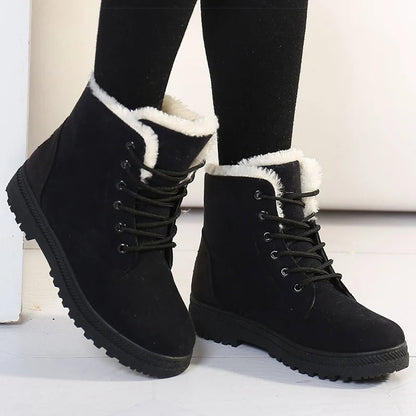 Women's Boots Warm Fur Botas Mujer 2025 Winter Shoes For Woman Snow Boots Low Heels Ankle Boots Winter Black Footwear Female - 𝐃𝐔𝐕𝐋𝐀𝐒𝐇𝐎𝐏