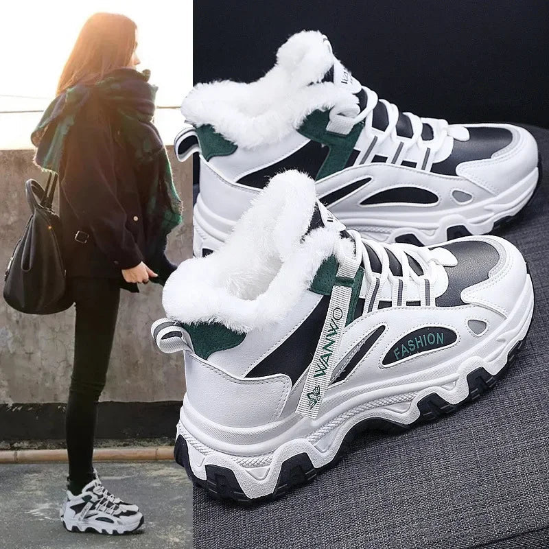 Women's Casual Sneakers Non Slip Comfortable Sports Shoes Women Winter Outdoor Vulcanized Shoes Woman Fleece Walking Trainers - 𝐃𝐔𝐕𝐋𝐀𝐒𝐇𝐎𝐏
