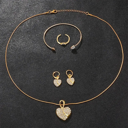 Women's Quartz Watch Gold Luxury Women Ring Necklace Earring Rhinestone Fashion Wristwatch Casual Ladies Watches Jewelry Set - 𝐝𝐮𝐯𝐥𝐚𝐬𝐡𝐨𝐩.𝐜𝐨𝐦